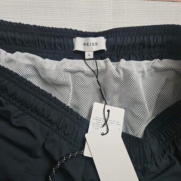 Reiss Swim Shorts Mens Large Navy Blue Elastic Waist Mesh Lined Poo Resort - Picture 3 of 5